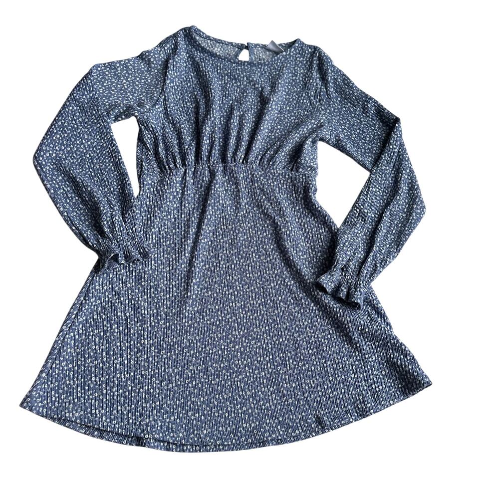 Zara Girls Blue Floral Long Sleeve Dress - Size 11/12